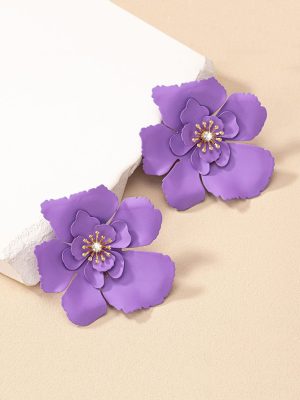 flower earrings with rhinestones